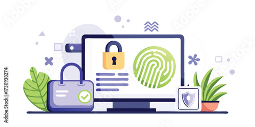 Online identity theft prevention with fingerprint scan and padlock