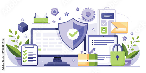 Cybersecurity compliance and GDPR data protection illustration