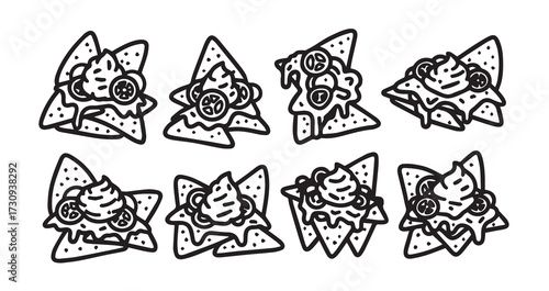 Nachos Line Art Classic Fast Food Vector Design