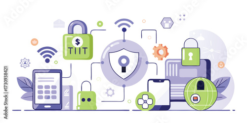 IoT cybersecurity with connected smart devices and digital lock