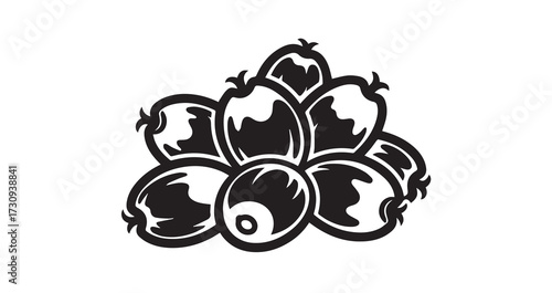 Oil Palm Fruits Line Art Hand Drawn Fruit Outline