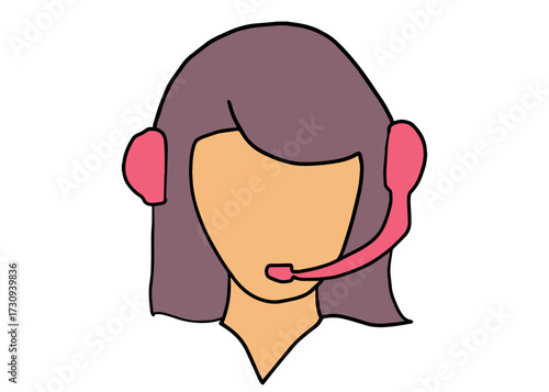 Call center woman vector silhouette, support, customer service.
