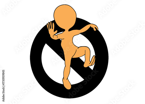 Man with prohibition symbol, do not enter, stop