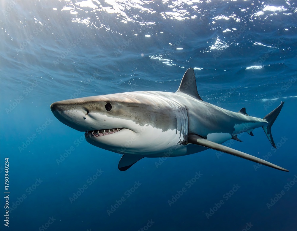 Naklejka premium Great white shark underwater