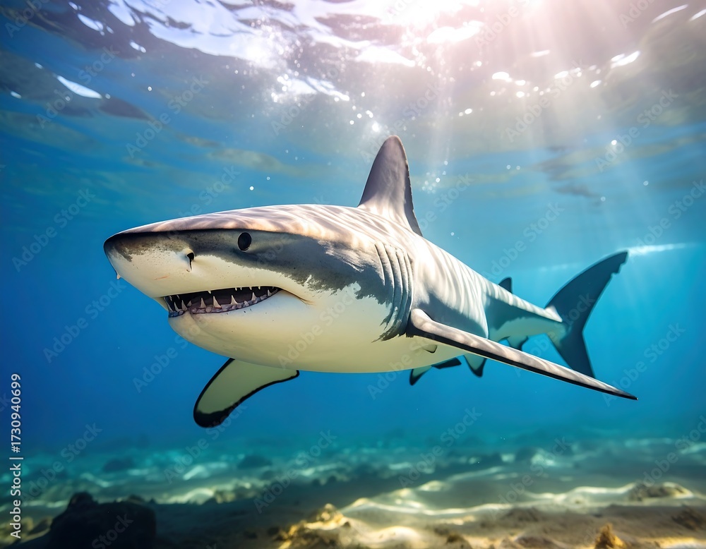 Fototapeta premium Great white shark underwater