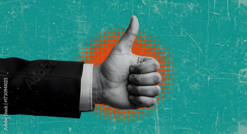 Thumbs Up Hand Gesture on Grunge Background