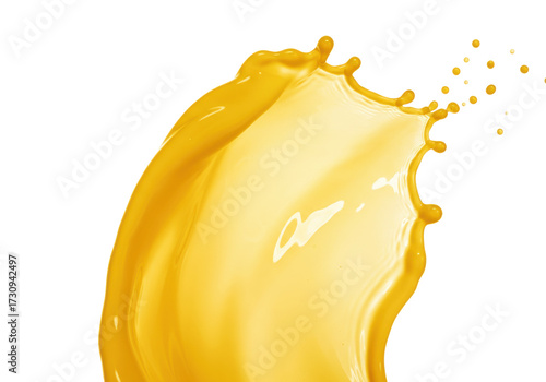 Vibrant yellow juice splash PNG isolated on transparent background, refreshing drink element for summer designs and healthy lifestyle concepts