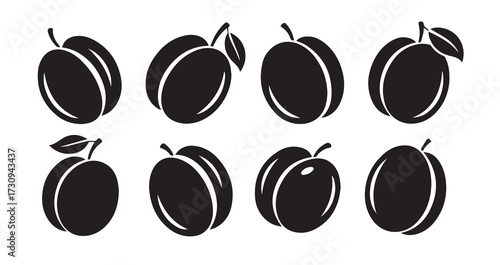 Plum Fruits Line Art Healthy Fresh Food Sketch