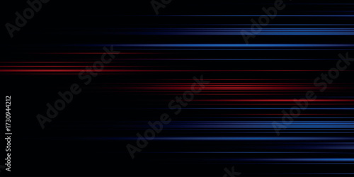 Speed lines light effect, glowing magic rays, abstract neon lines. Police or car lights in motion concept. Vector illustration.
