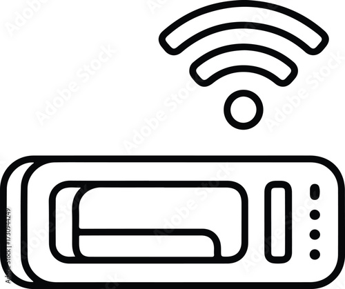 Silhouette remote control with signal wireless connectivity vector illustration