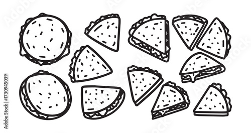 Quesadilla Line Art Abstract Outline Illustration