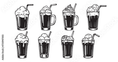 Root Beer Float Line Art Delicious Fast Food Drawing