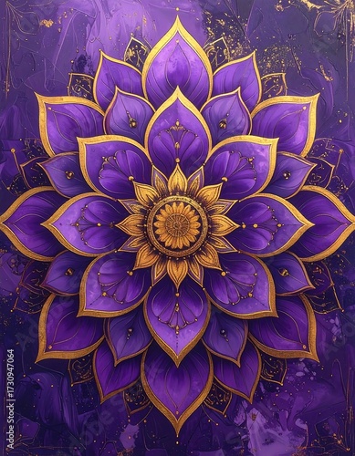Purple mandala flower art