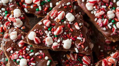 Peppermint Chocolate Bark with Marshmallows