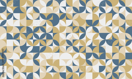 Abstract geometric pattern in muted gold and blue hues.