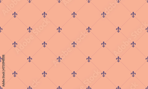 Elegant peach background with a repeating fleurdelis pattern.  Perfect for wedding invitations, websites, or adding a touch of vintage sophistication to any design.