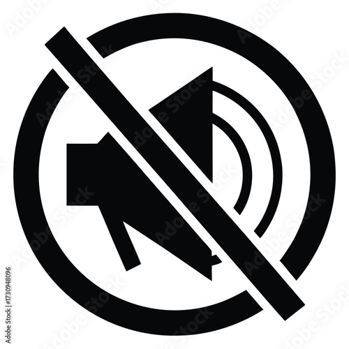Black No Sound Sign Mute, Volume Off, Audio Disabled Symbol Illustration