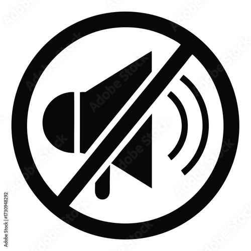 Black No Sound Symbol Megaphone with Diagonal Line Through a Dark Circle