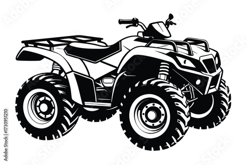Black and White Vector Illustration of an AllTerrain Vehicle with Big Tires