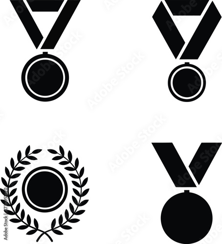 Simple black medal badge vector isolated on white background for business ranking