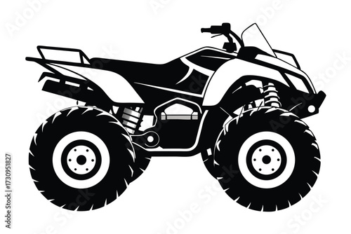 Vector Graphic Depicting A Black And White All Terrain Vehicle (ATV) Silhouette