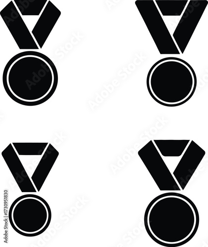 Simple black medal badge vector isolated on white background for business ranking