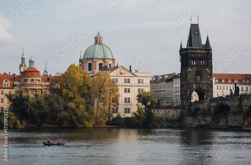 charles bridge and river vltava in prague, czech republic