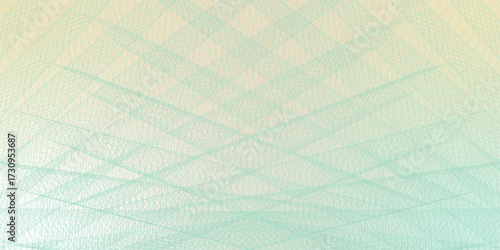 Subtle Guilloche Pattern Background in Pastel Green and Cream. Security Design for Certificates and Documents