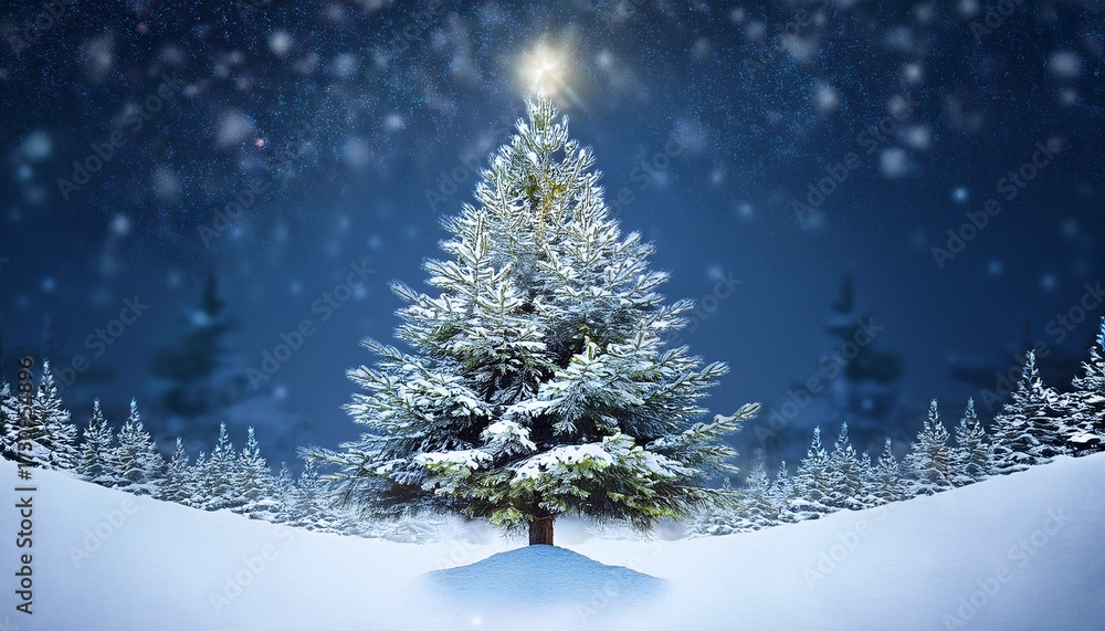 Obraz premium Christmas Tree Illustration With Snow