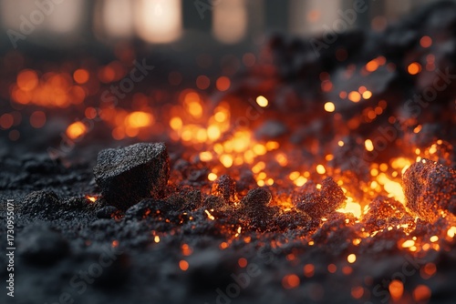 Glowing embers with soft ashes, ultra detailed texture