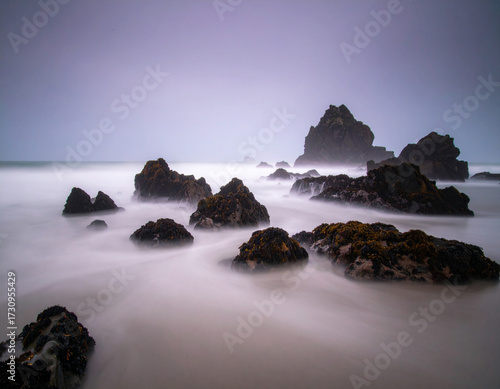 sea and rocks at sunset