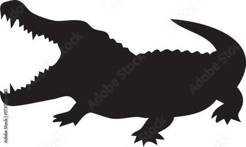 Crocodile mouth open / roaring silhouette vector