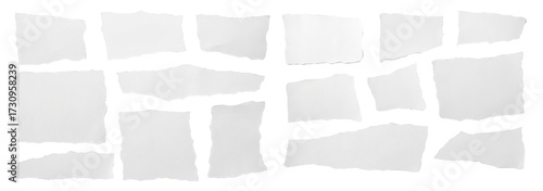 Torn paper texture set – Jagged edge paper pieces on transparent background