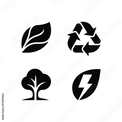 Green Leaf and Plant Icons  Ecology and Eco Friendly Projects
