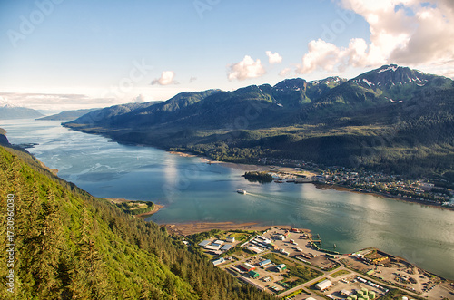 Gastineau Channel near Juneau Alaska looking SE from Mt Roberts