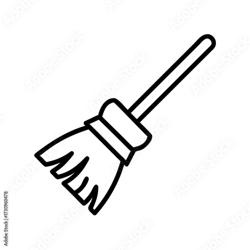 Broomstick with bristles for cleaning and sweeping at home  
