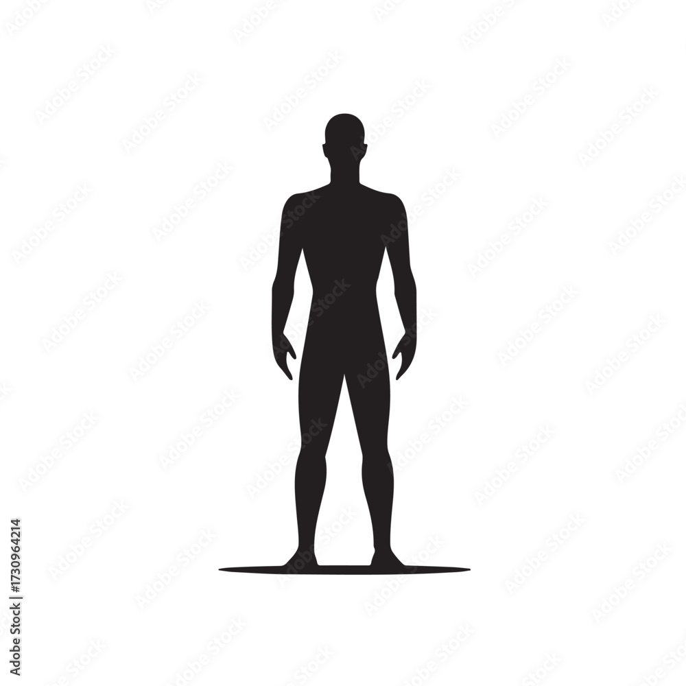 Obraz premium Black silhouette of a standing person human male