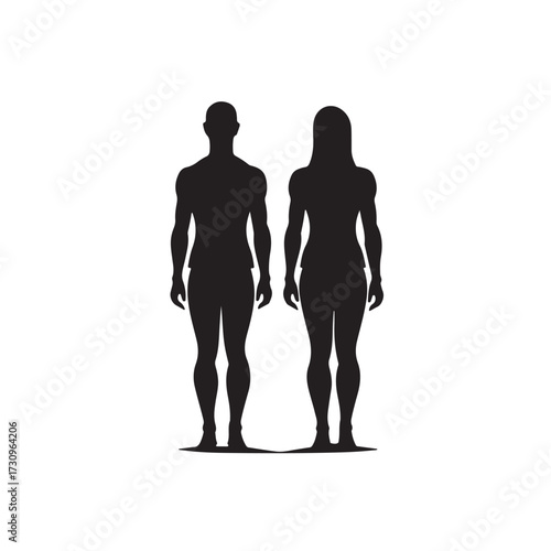 Male and female silhouettes standing figures