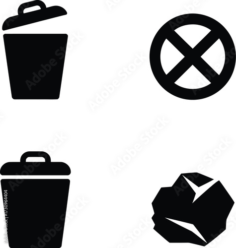 Delete and Remove Icons, Trash and Action Symbol Set