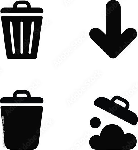 Delete and Remove Icons, Trash and Action Symbol Set