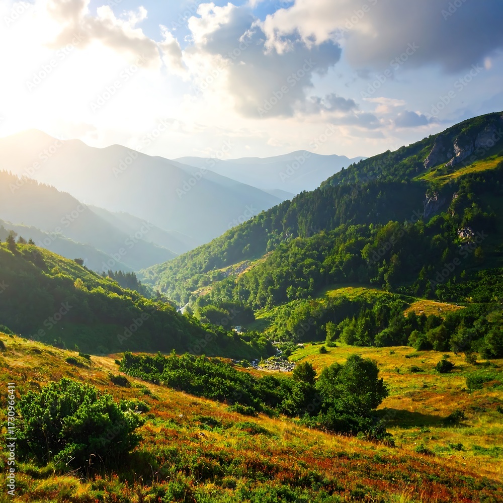 Fototapeta premium Scenic Mountain Valley Landscape.