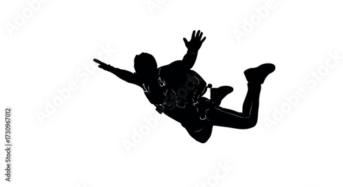 Skydiving silhouette vector graphic design for extreme sports illustration transparent background also white background 