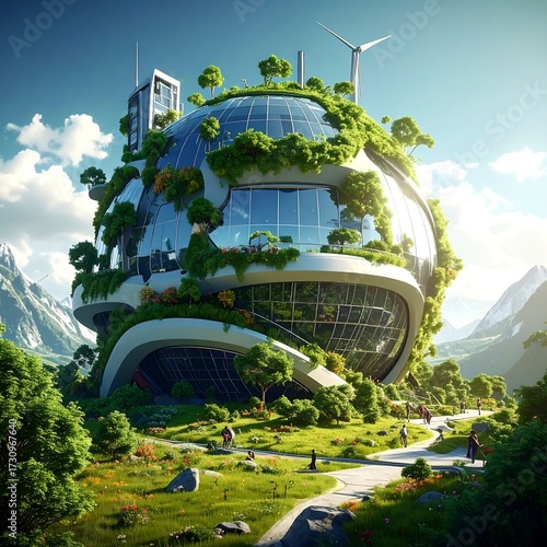 Sustainable Spherical Cityscape.