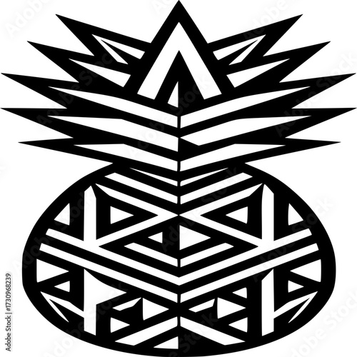 Black and White Pineapple Illustration: An intricately detailed black and white illustration of a pineapple, celebrating simplicity. with clean lines and sharp angles. A versatile design.