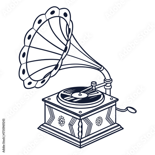 Vintage Gramophone Illustration A Timeless Ode to Retro Music and Sound Technology
