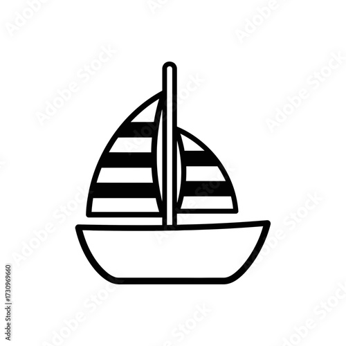 Sailing Boat Outline Illustration