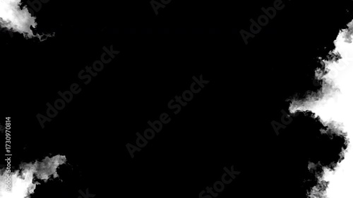 Swirling smoke or ink fluid transition effect. Steam, dust explosion. Black on white background