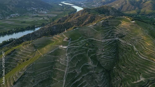 Sunset over Vineyards of Tain Hermitage, Rhone Valley, France – Famous Wine Region and Scenic Landscape