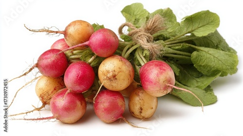  "Garden Fresh: Bunch of Radishes on White"