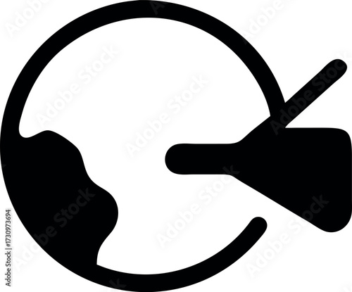 Global Influence Icon with Megaphone Symbolizing Worldwide Communication and International Impact on Society and Environmental Concerns